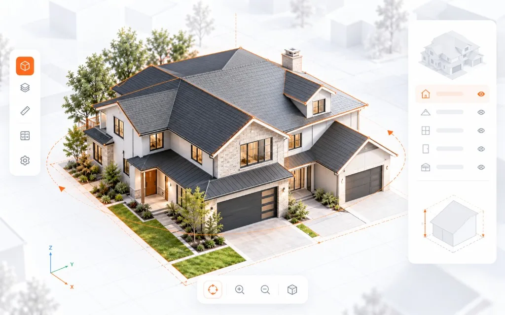 Illustration of 3d building viewer for a building project