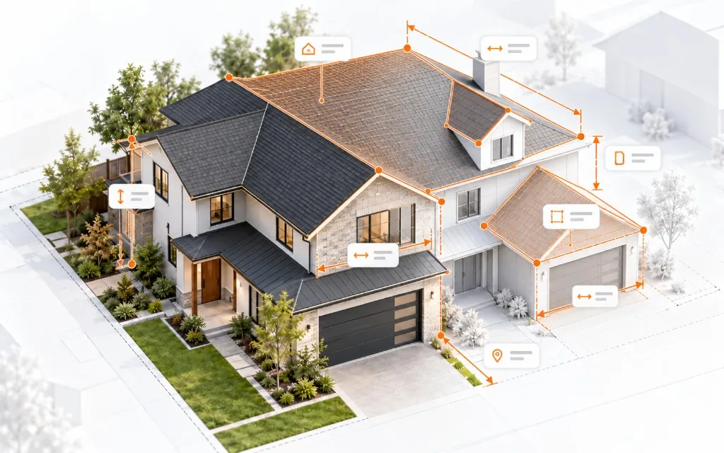 Illustration of building measurements for a building project
