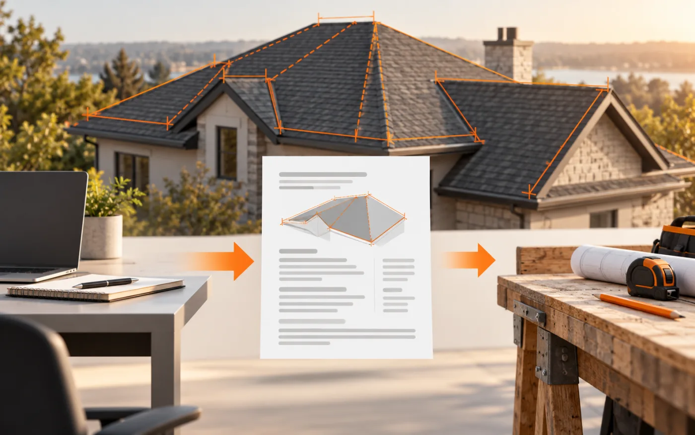 Illustration of a roof measurement summary shared for project planning