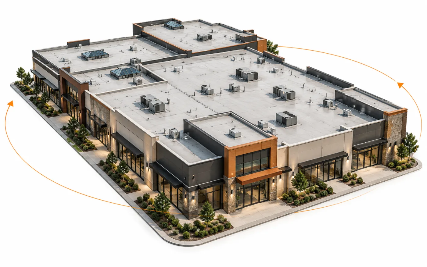 Illustration of selected commercial roof sections and perimeter edges
