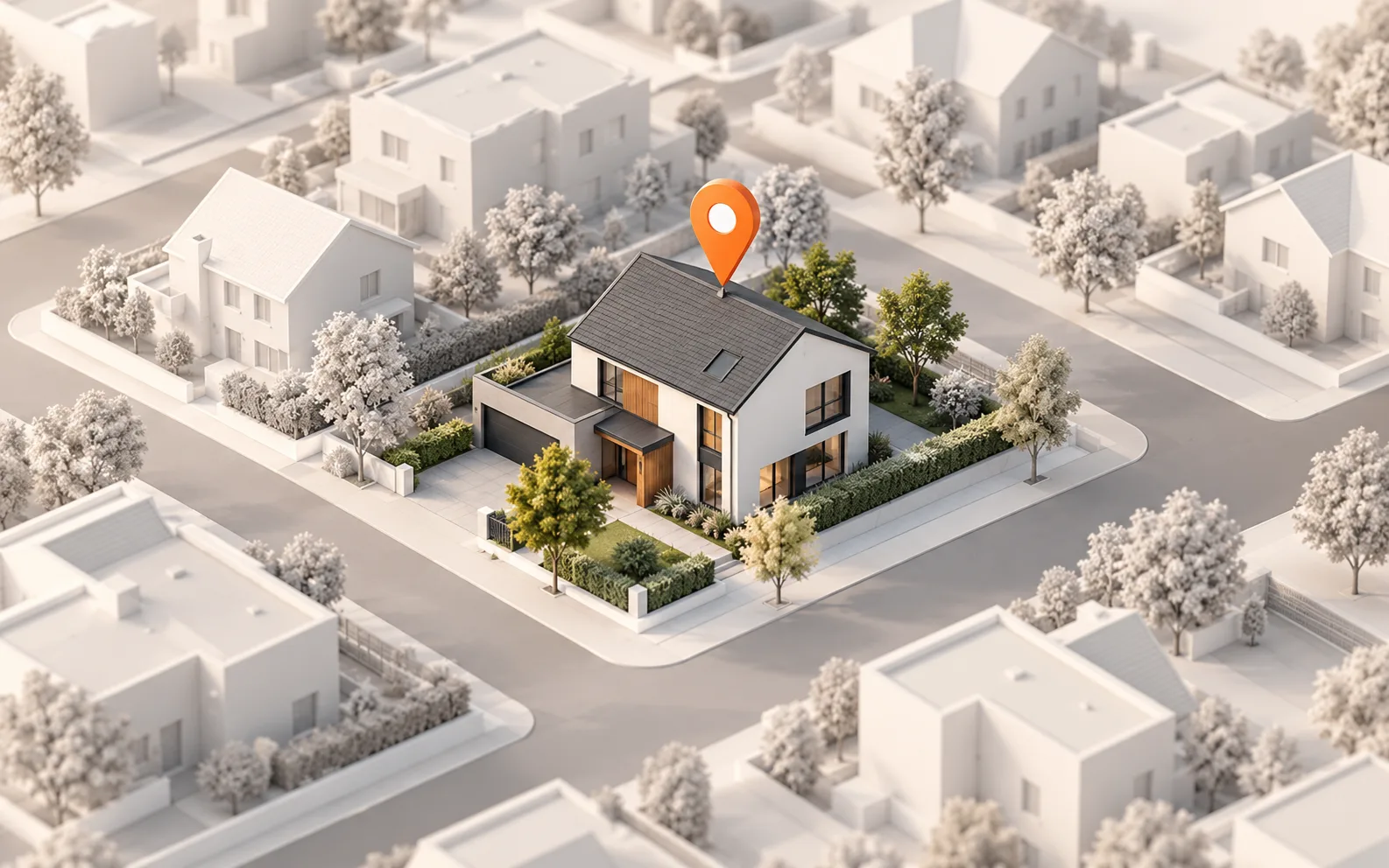 Illustration of a building selected on a neighborhood map