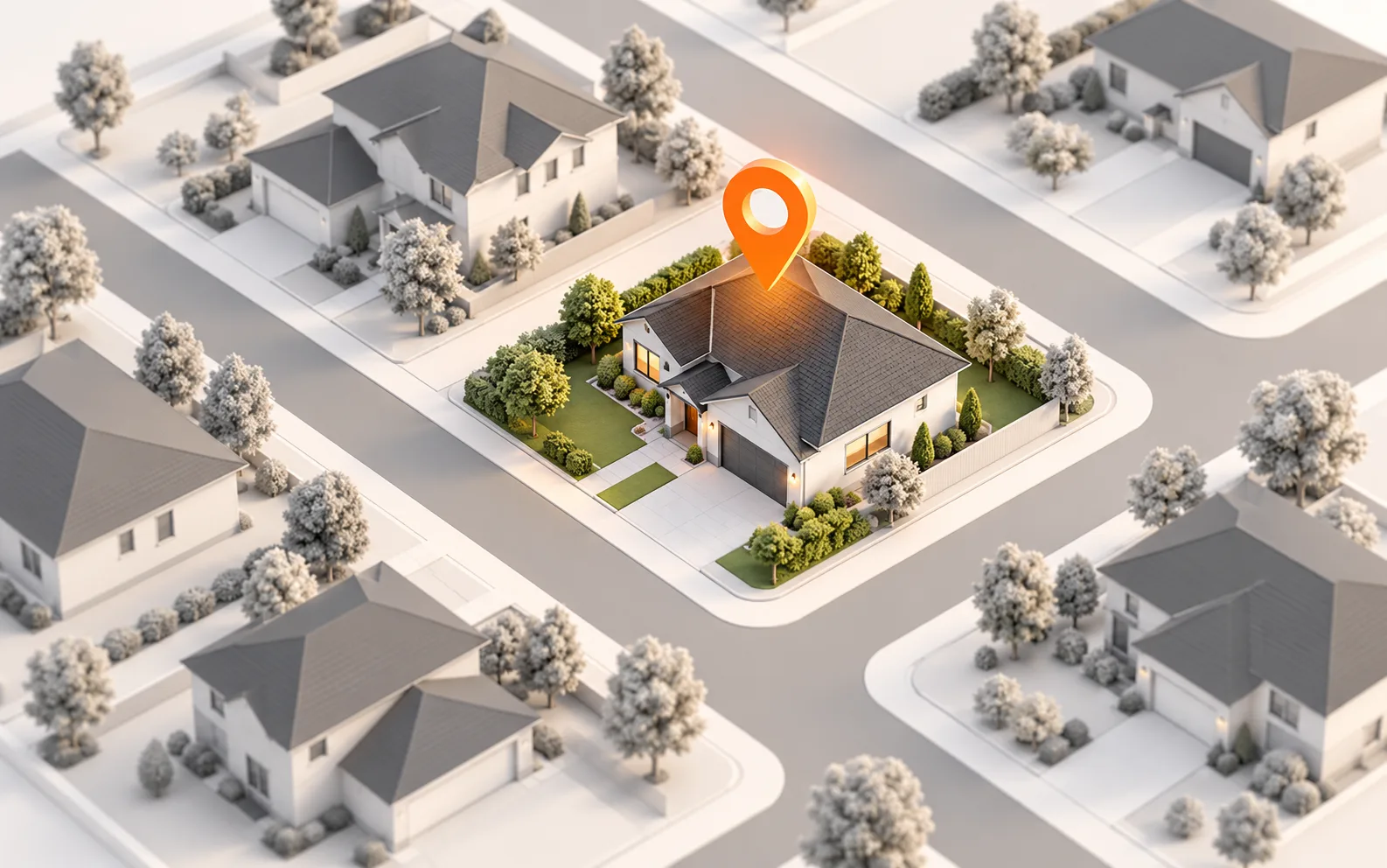 Illustration of a property selected on a neighborhood map