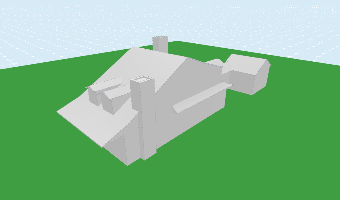 Angled 3D view of a building model in the BotOnPlot viewer